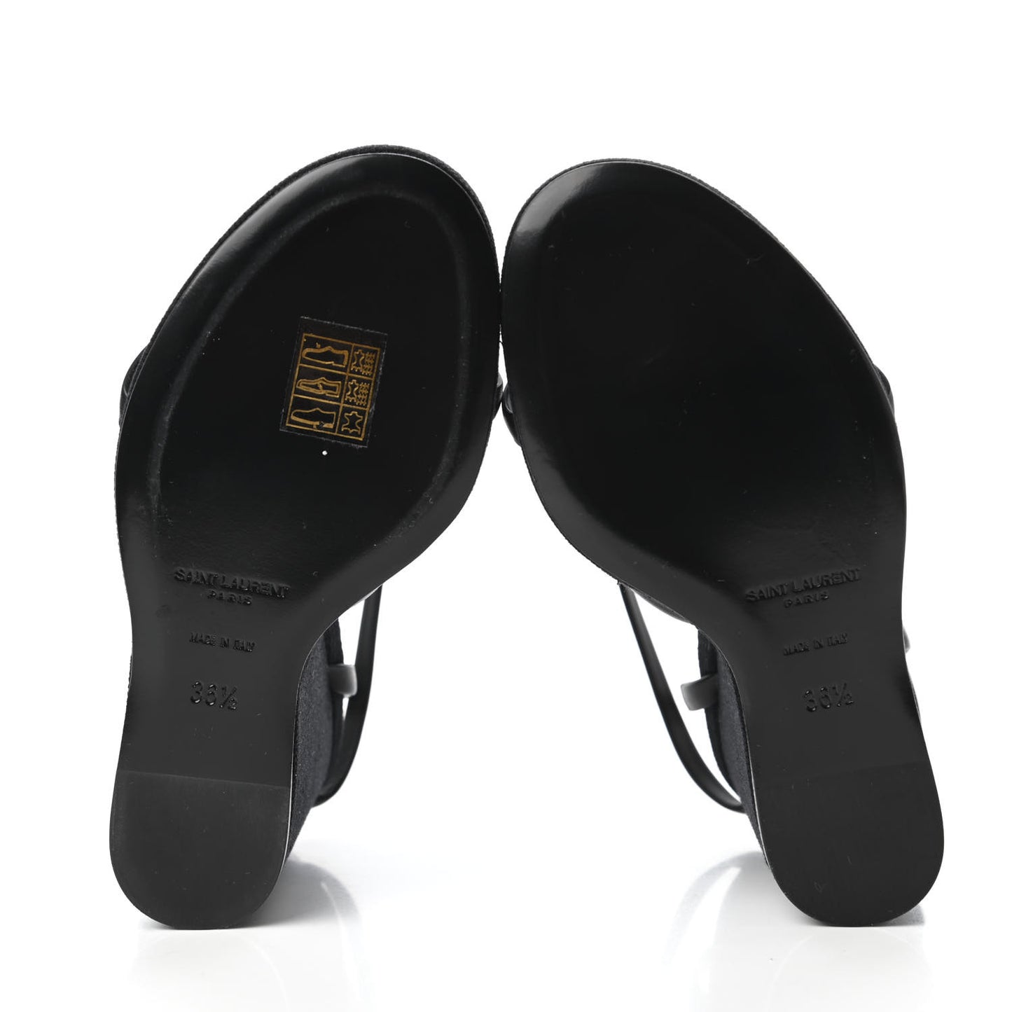 Calfskin Canvas Cassandra 105 Wedge Sandals 36.5 Black