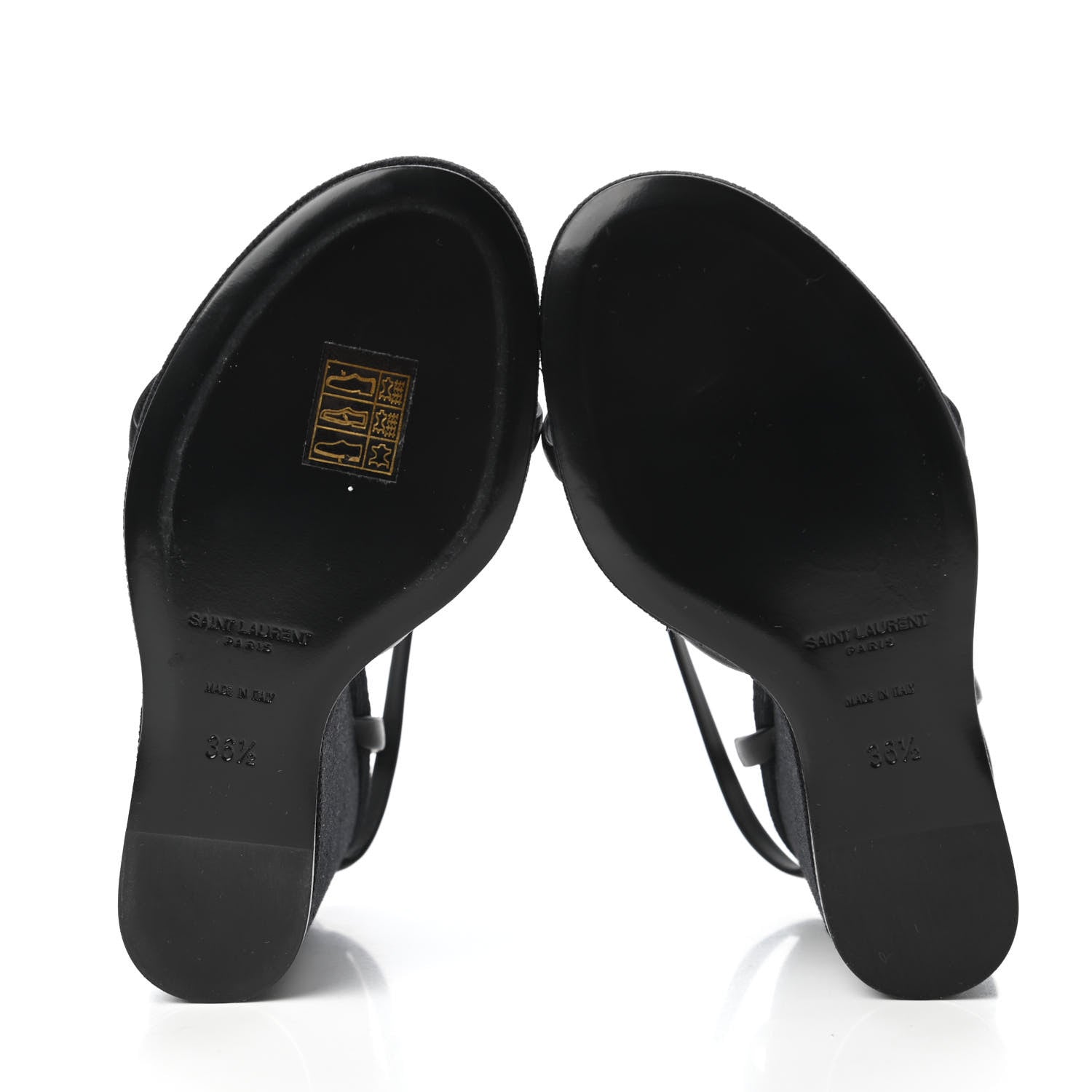 Saint Laurent Calfskin Canvas Cassandra 105 Wedge Sandals 36.5 Black 5 of 10
