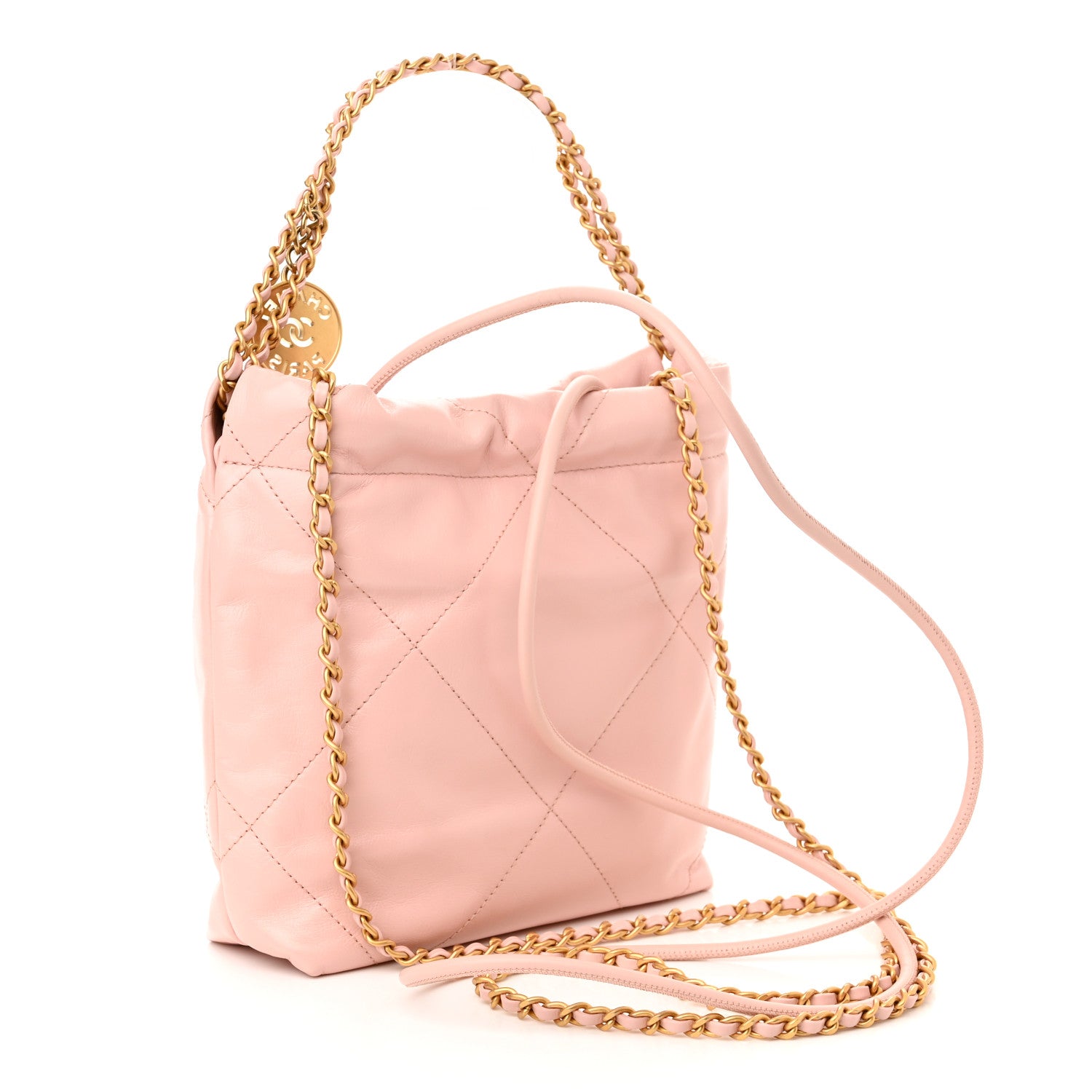 Chanel Shiny Calfskin Quilted Mini Chanel 22 Rose Clair 2 of 10