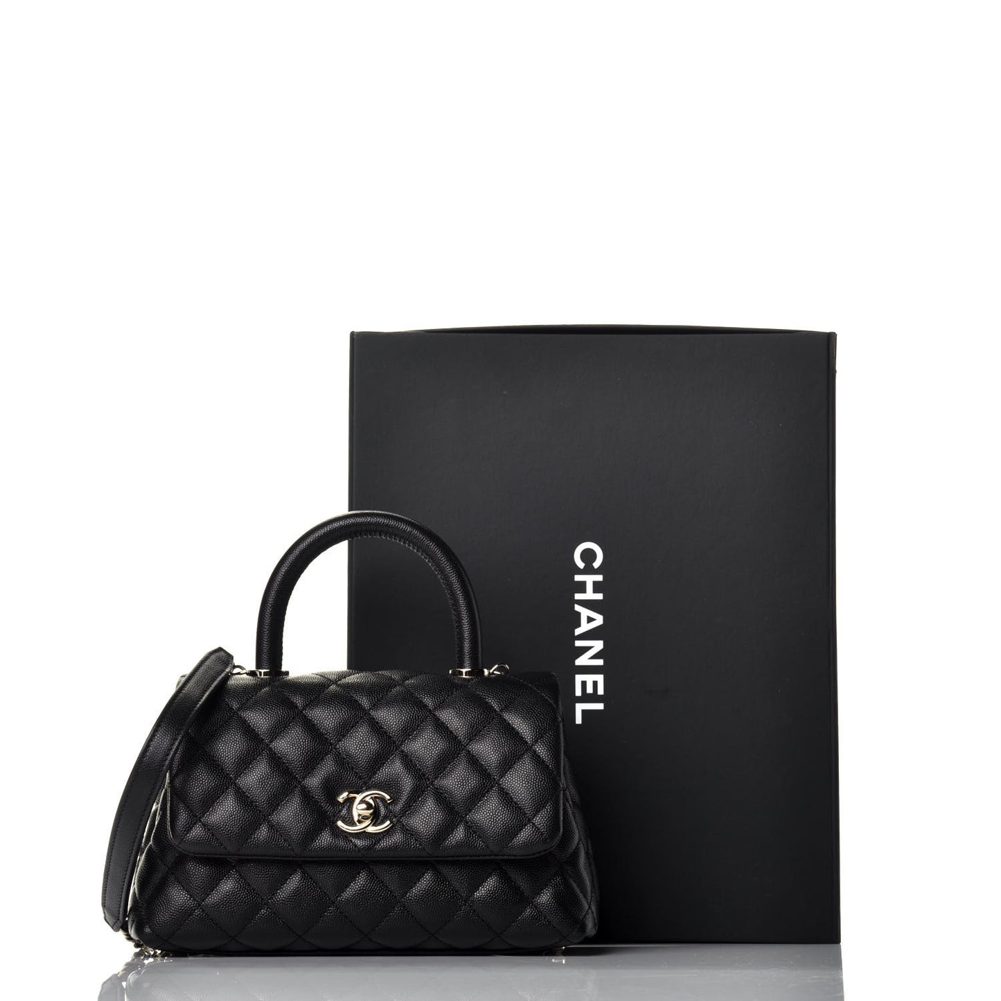 Caviar Quilted Mini Coco Handle Flap Black