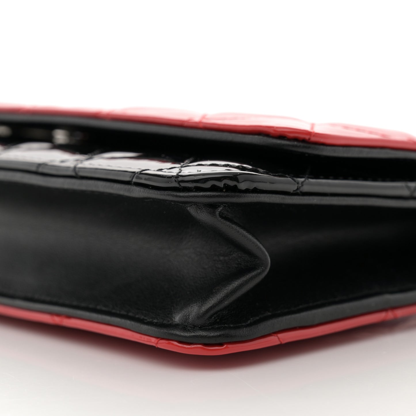 Patent Quilted Bi-Color Wallet On Chain WOC Red Black