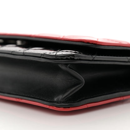 Chanel Patent Quilted Bi-Color Wallet On Chain WOC Red Black 12 of 12