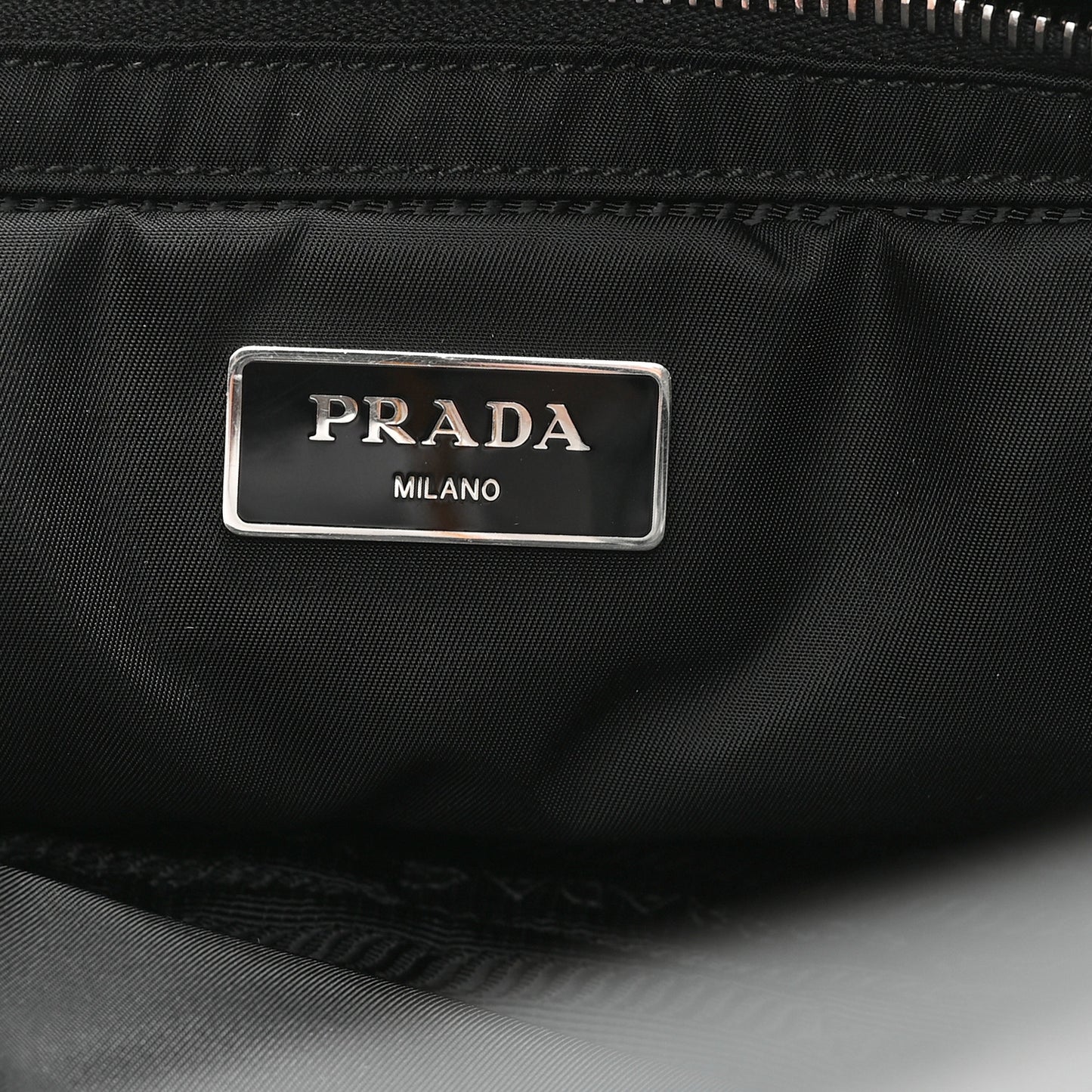 Re-Nylon Nappa Triangle Quilted Padded Small Double Handled Zip Tote Black