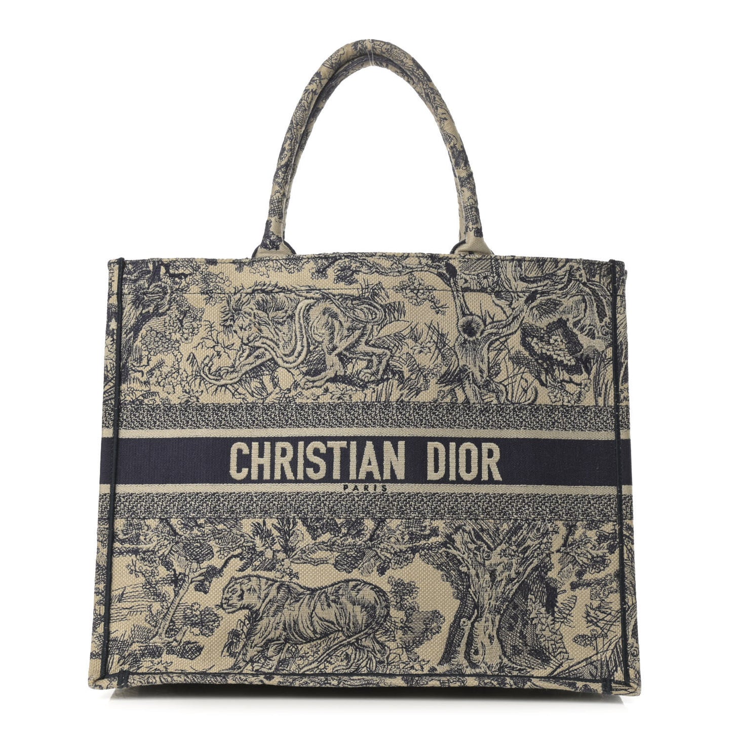 Canvas Embroidered Large Dioriviera Toile De Jouy Book Tote Blue