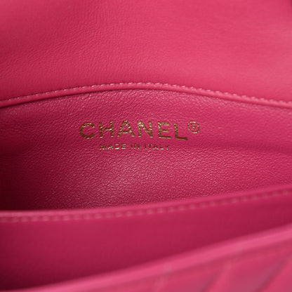 Chanel Lambskin Chevron Quilted Extra Mini Rectangular Flap Dark Pink 6 of 10