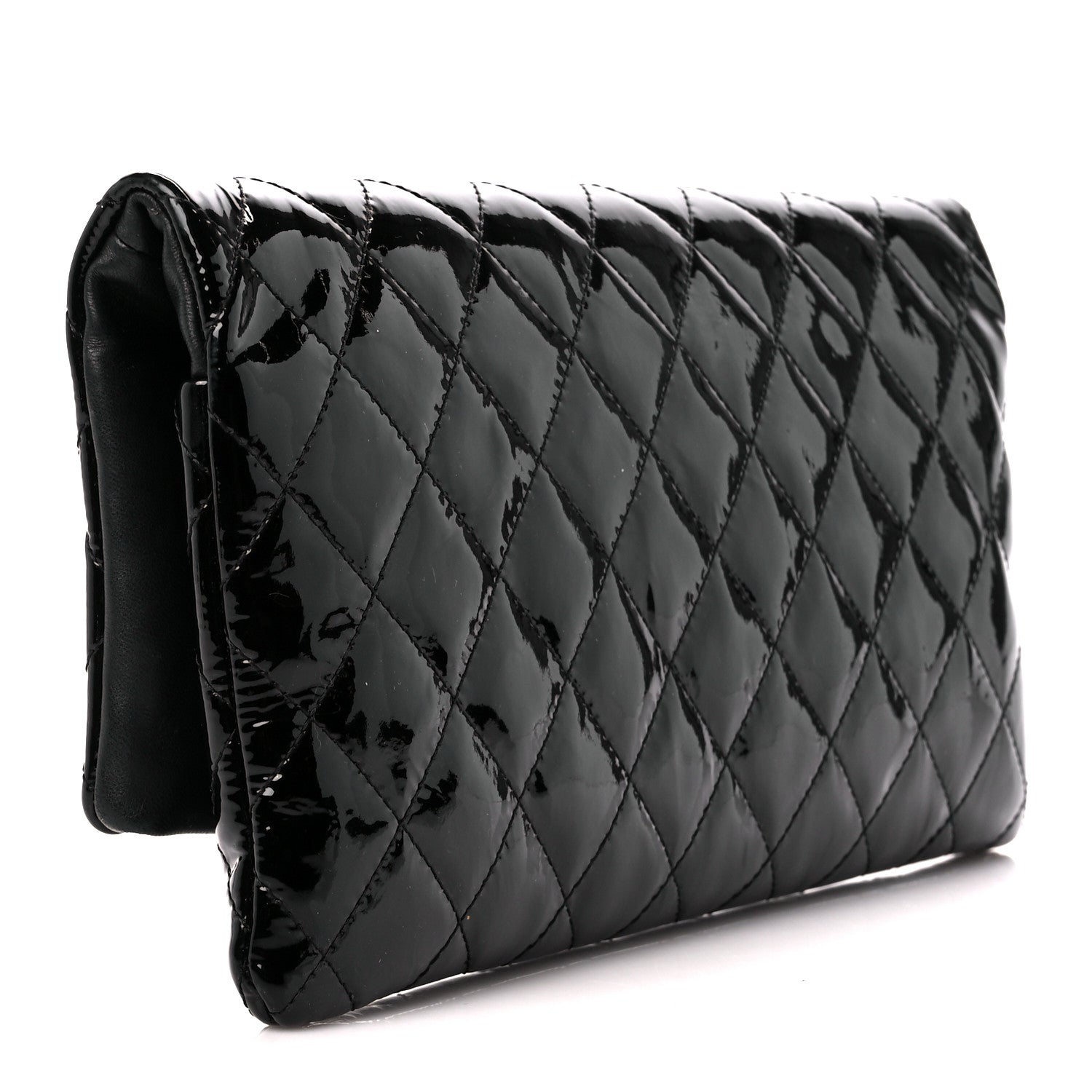 Chanel Patent Calfskin Quilted Beauty CC Clutch Black 3 of 12