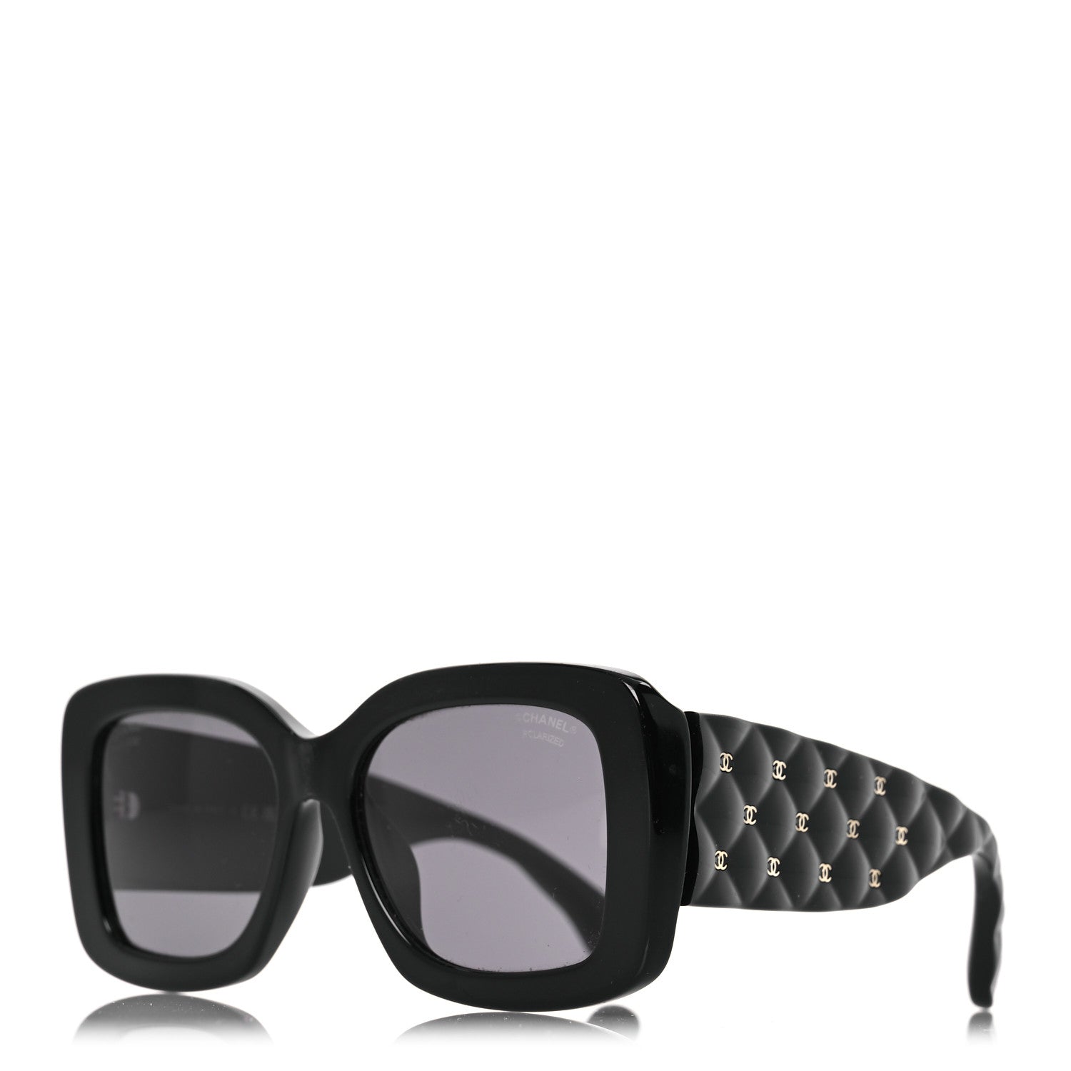 Chanel Acetate Quilted CC Rectangle Sunglasses 5483-A Black 1 of 8