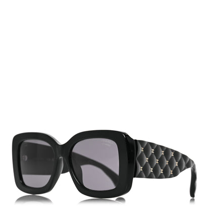 Chanel Acetate Quilted CC Rectangle Sunglasses 5483-A Black 1 of 8