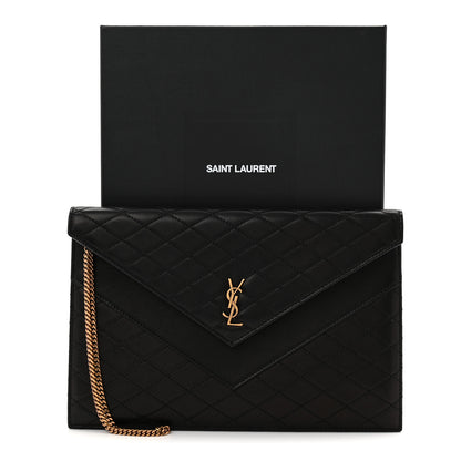 Saint Laurent Lambskin Quilted Double Flap Chain Pouch Black 8 of 8