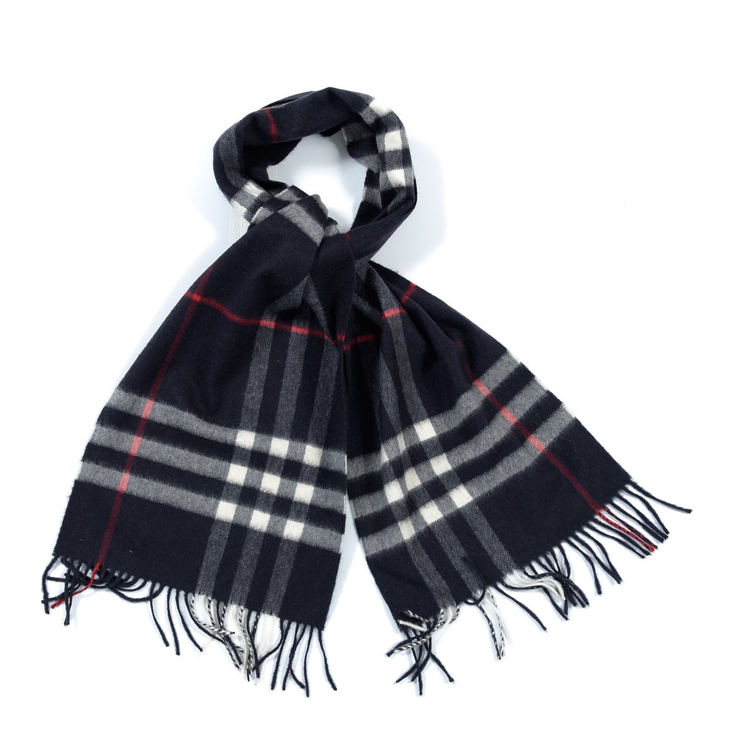 Cashmere Nova Check Fringe Scarf Blue