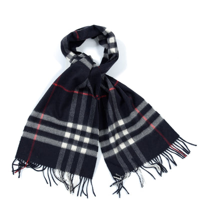 Burberry Cashmere Nova Check Fringe Scarf Blue 1 of 5