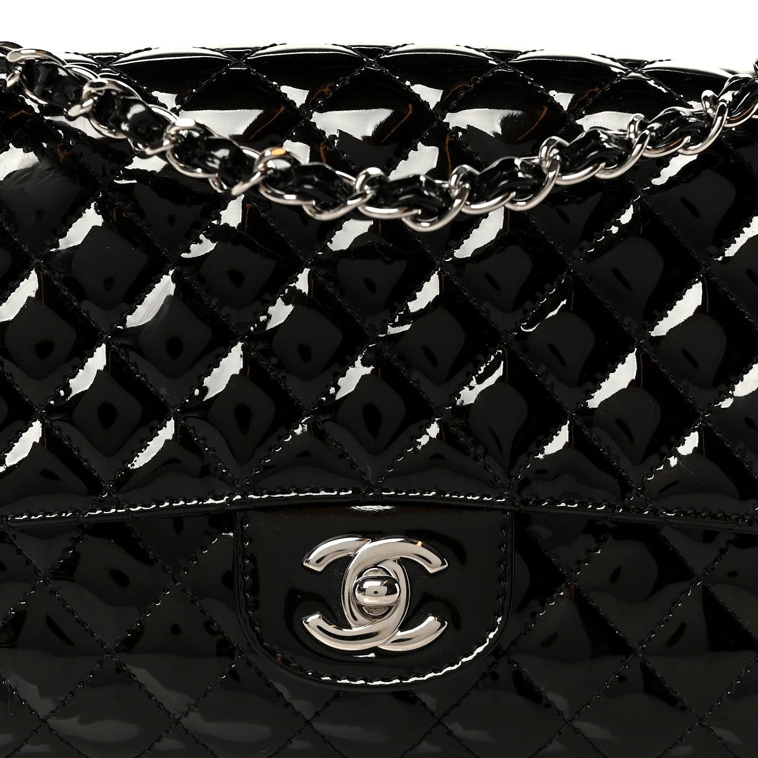 Chanel Patent Quilted Secret Label Medium Flap Black 10 of 12