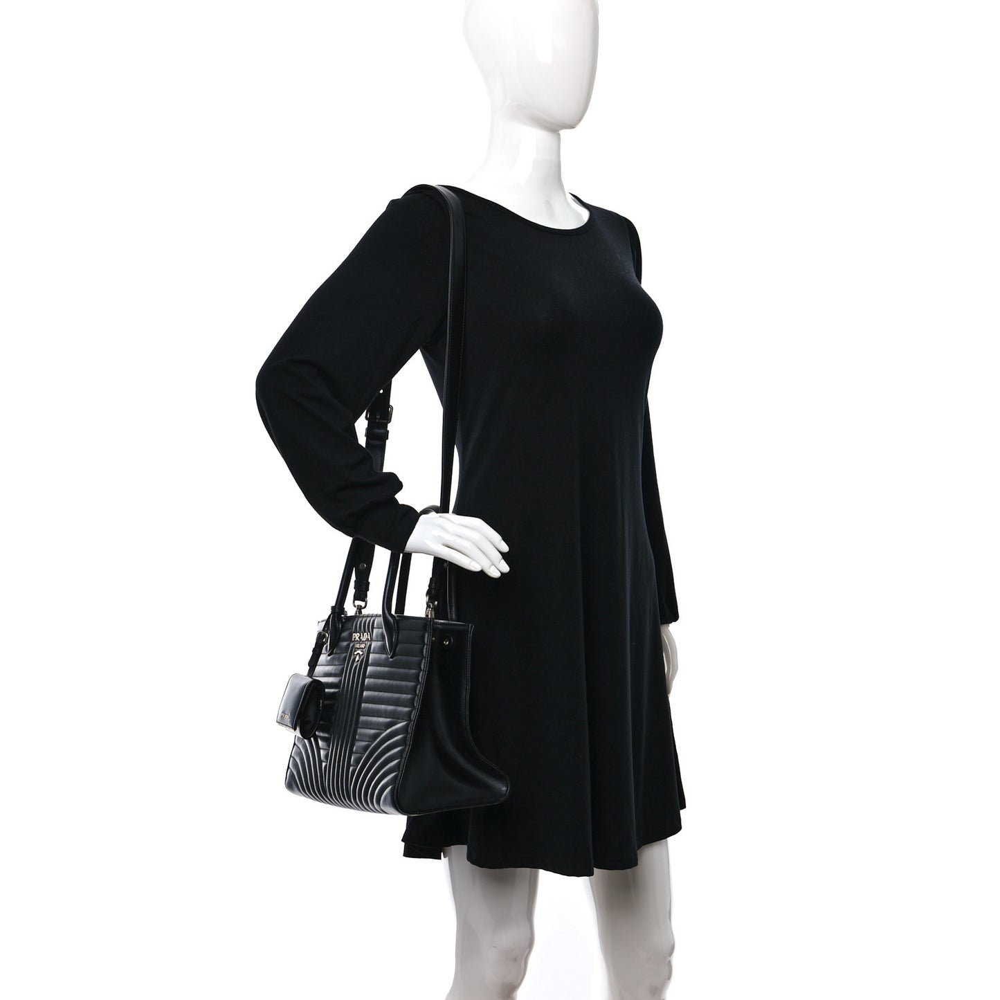 Soft Calfskin Impunture Diagramme Tote Black