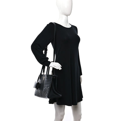 Prada Soft Calfskin Impunture Diagramme Tote Black 2 of 10