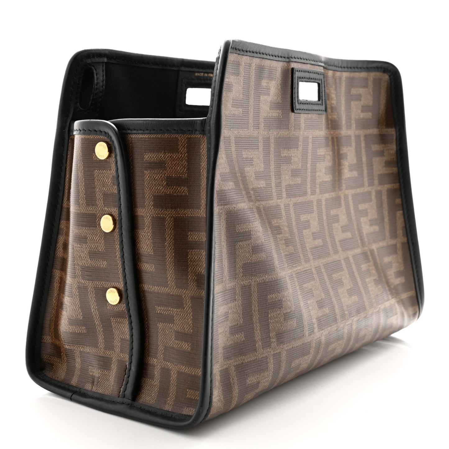 Glazed Fabric Vitello Century FF 1974 Stamp Patch Mini Peekaboo Defender Cover Mogano Panna Black