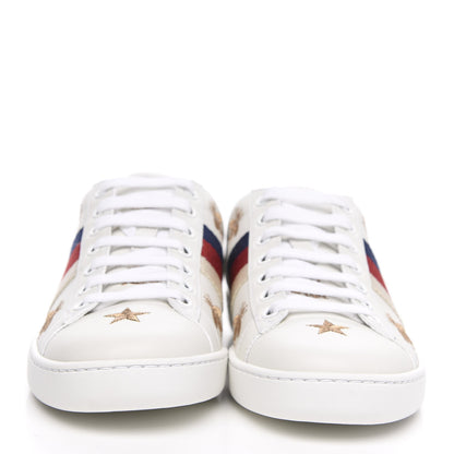 Gucci Calfskin Bee Star Embroidered Sylvie Web Ace Sneakers 35.5 White 2 of 9