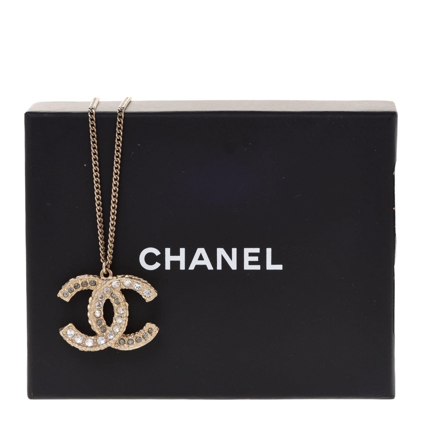 Crystal Enamel CC Necklace Gold