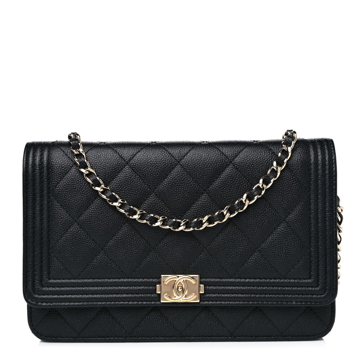 Caviar Quilted Boy Wallet On Chain WOC Black