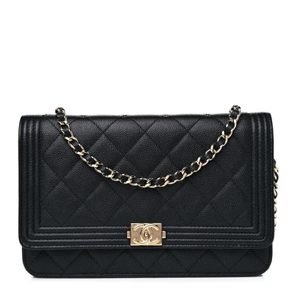 Chanel Caviar Quilted Boy Wallet On Chain WOC Black 1 of 14