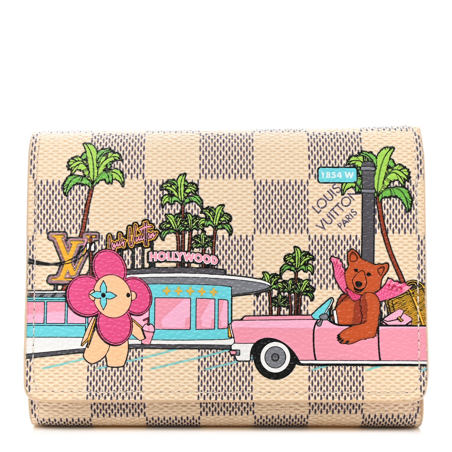 Damier Azur 2021 Christmas Animation Hollywood Victorine Wallet Fuchsia