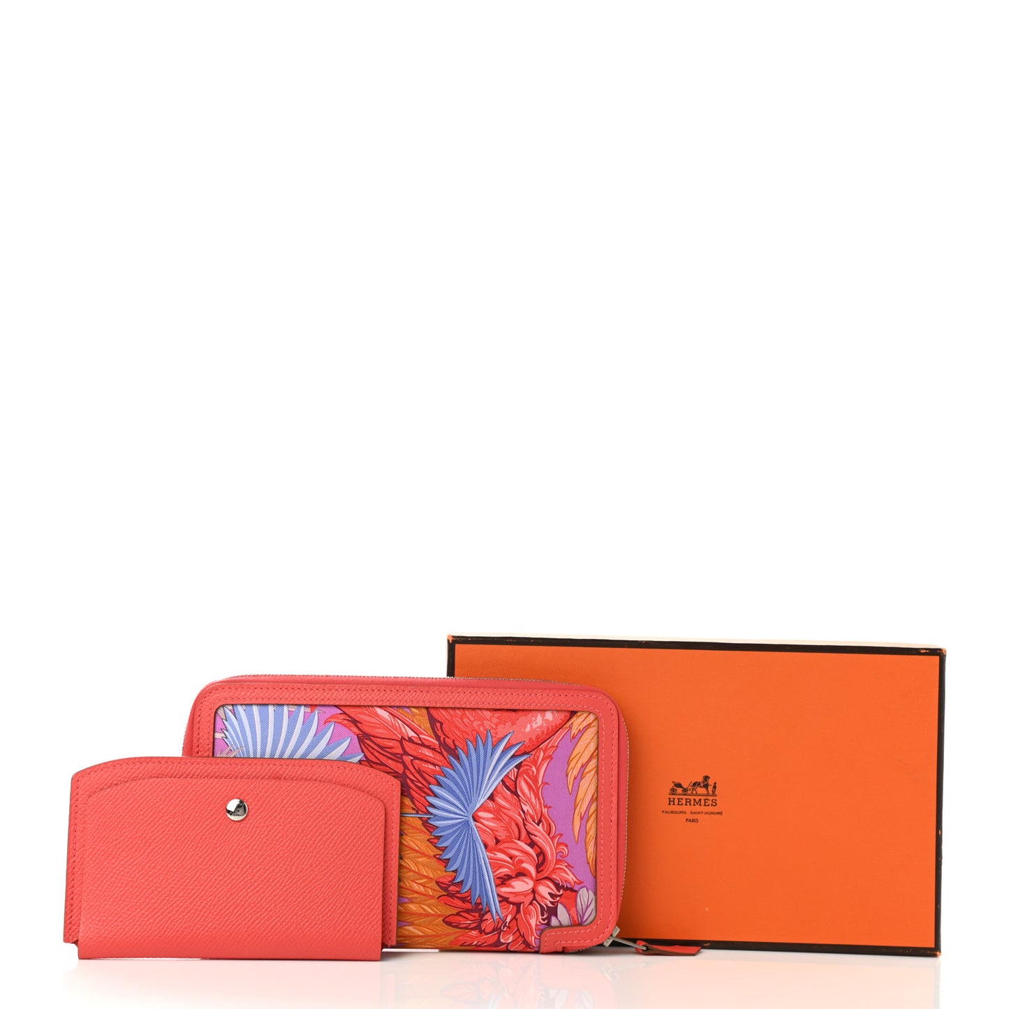 Epsom Printed Silk Flamingo Party Soie-Cool Wallet Rose Jaipur