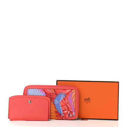 Hermes Epsom Printed Silk Flamingo Party Soie-Cool Wallet Rose Jaipur 9 of 9