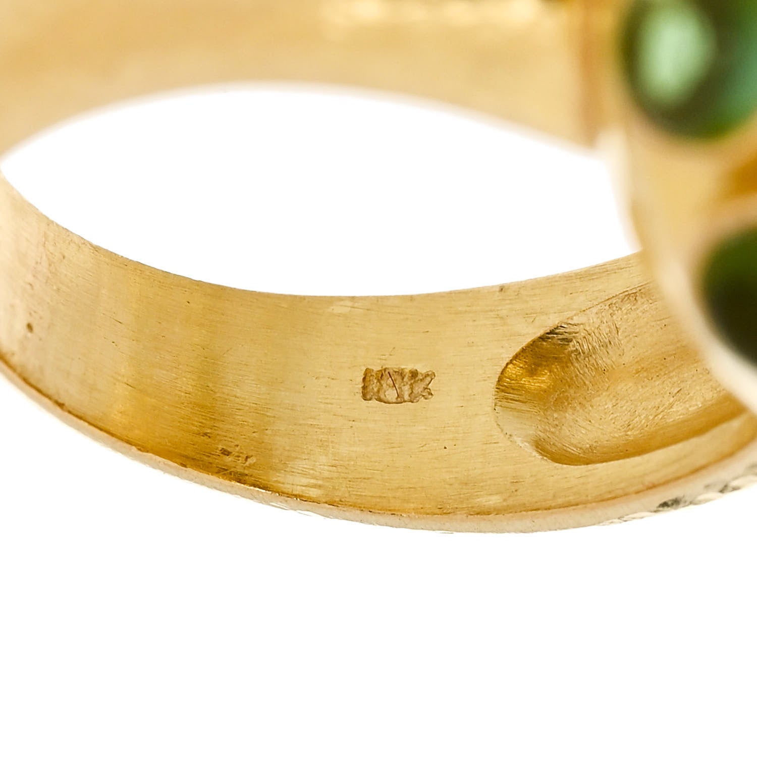 Elizabeth Locke 18K Yellow Gold Citrine Peridot Hammered Ring 53 6.5 5 of 6