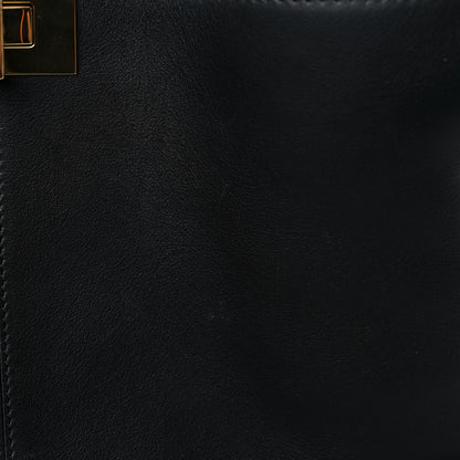 Fendi Vitello Seta Glazed Fabric FF 1974 Medium Peekaboo X-Lite Black Mogano Panna 13 of 13