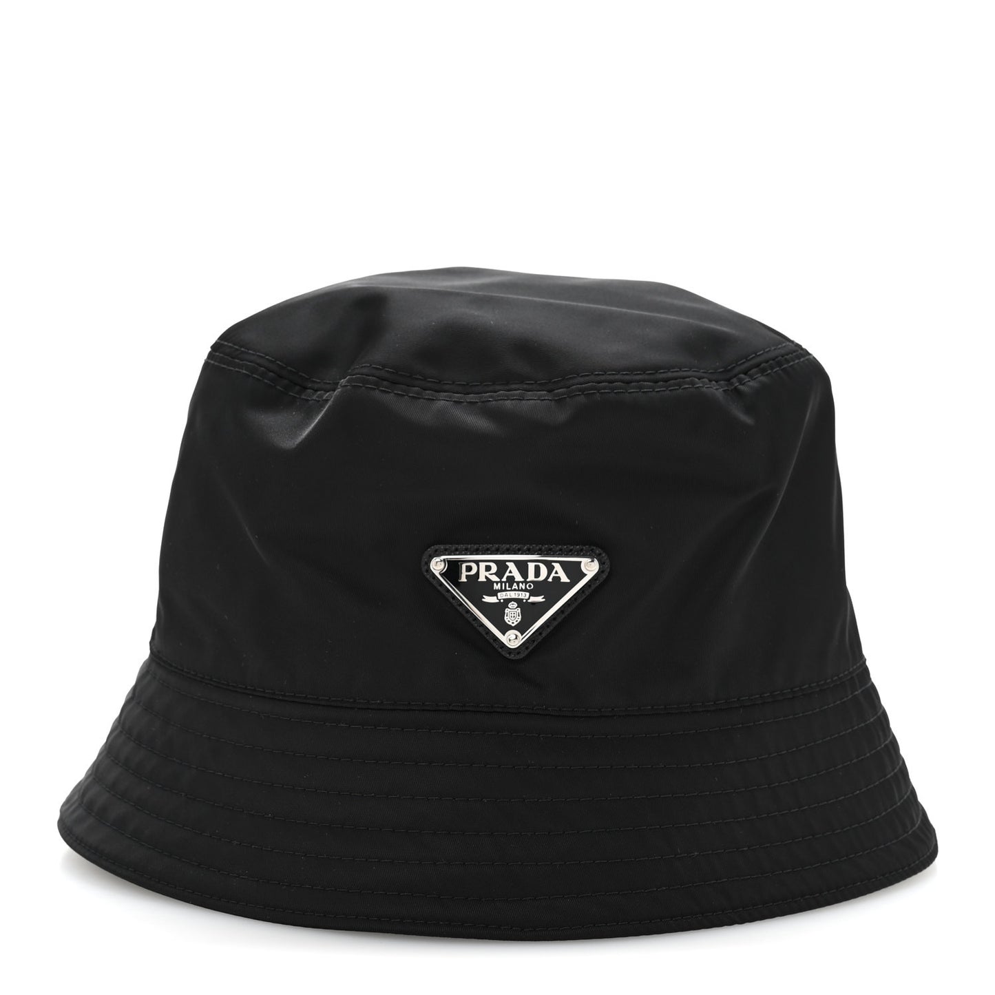 Re-Nylon Metal Triangle Logo Womens Bucket Hat S Black
