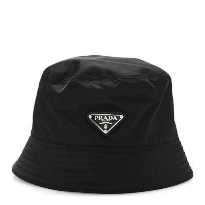 Prada Re-Nylon Metal Triangle Logo Womens Bucket Hat S Black 3 of 10