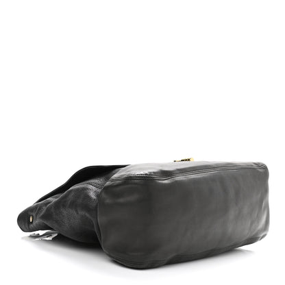 Lanvin Calfskin Lovely Leopold GM Shoulder Bag Black 3 of 9