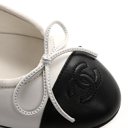 Chanel Lambskin Cap Toe CC Ballerina Flats 36 White Black 12 of 12