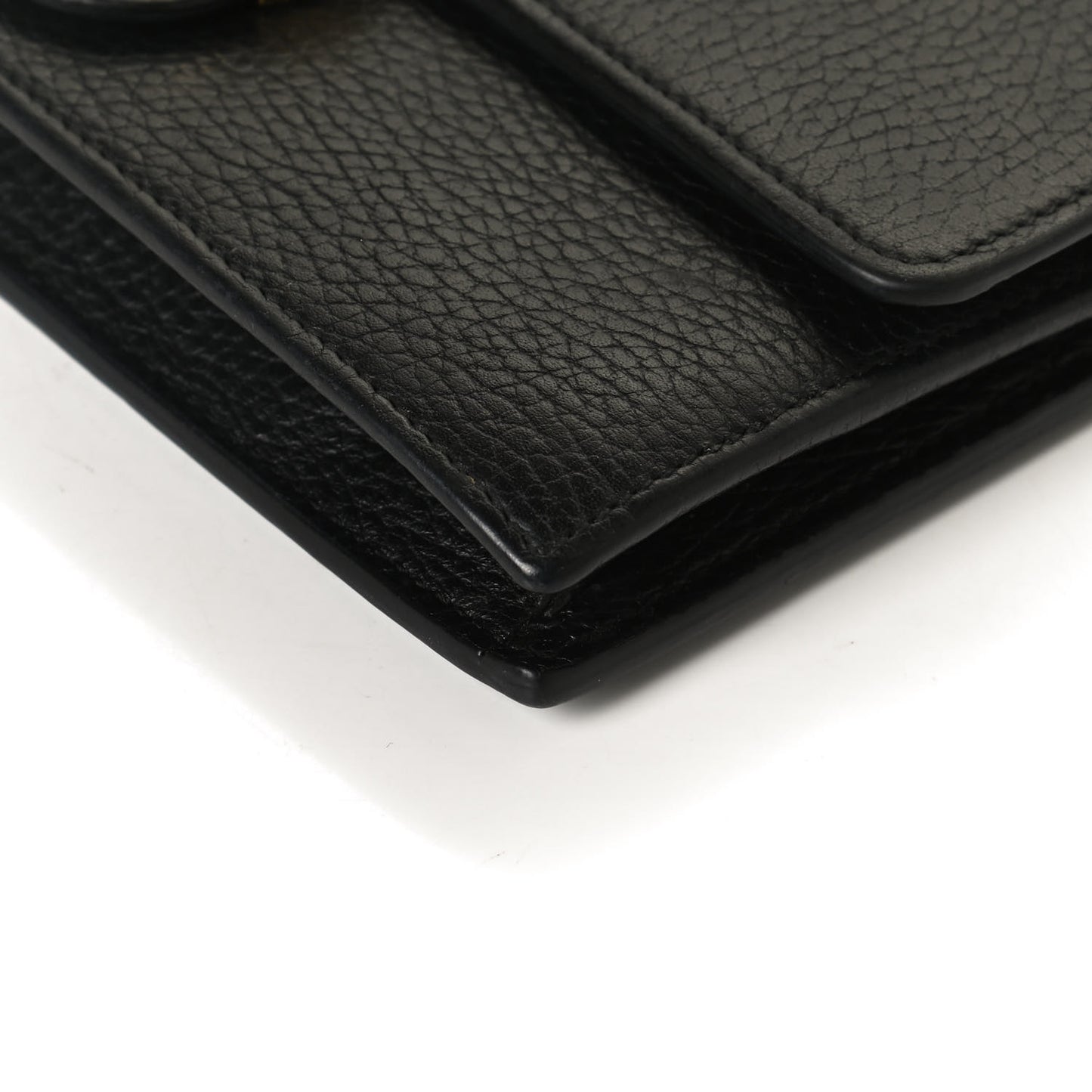 Dollar Calfskin Interlocking G Chain Wallet Black