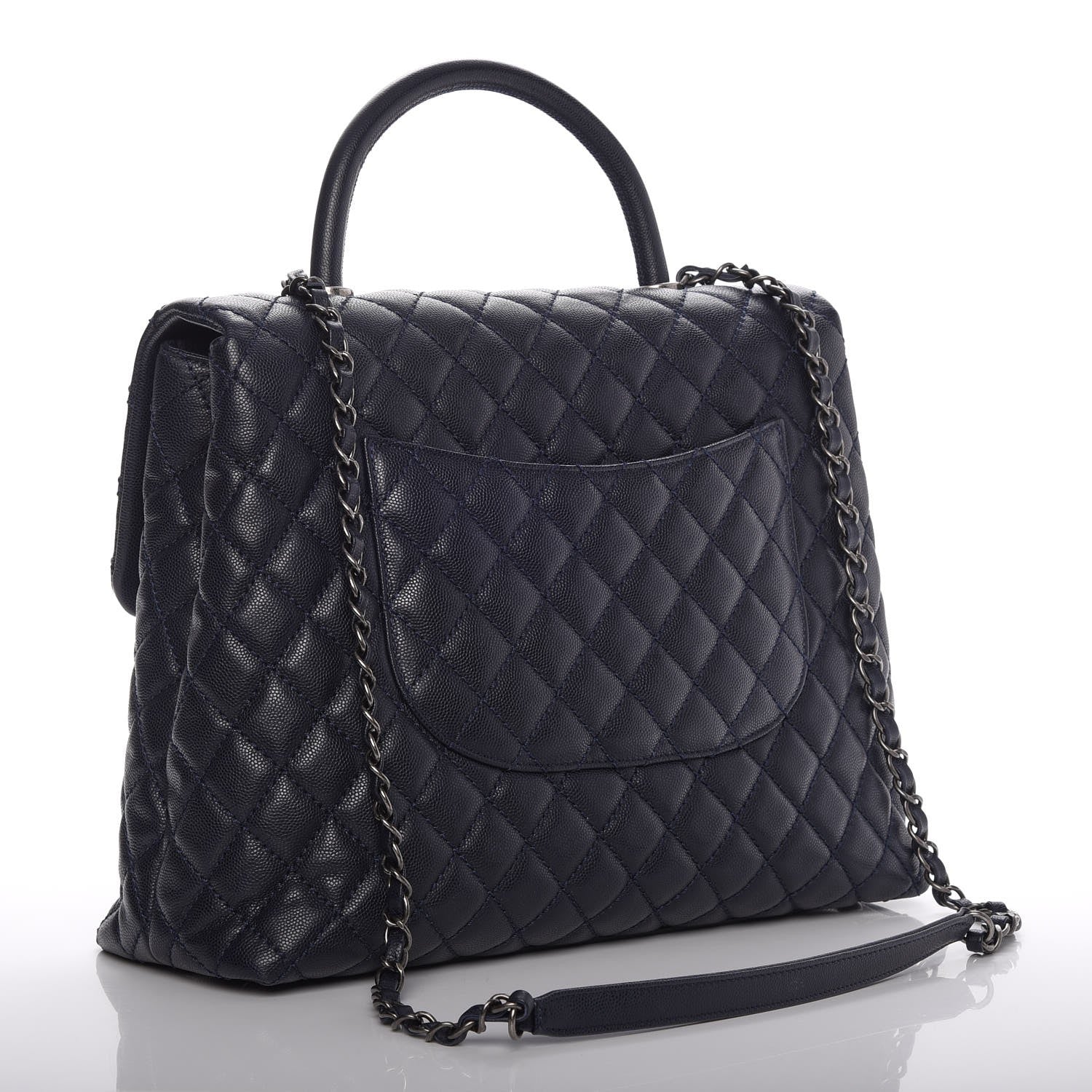 Chanel Caviar Quilted Large Coco Handle Flap Navy 3 of 7