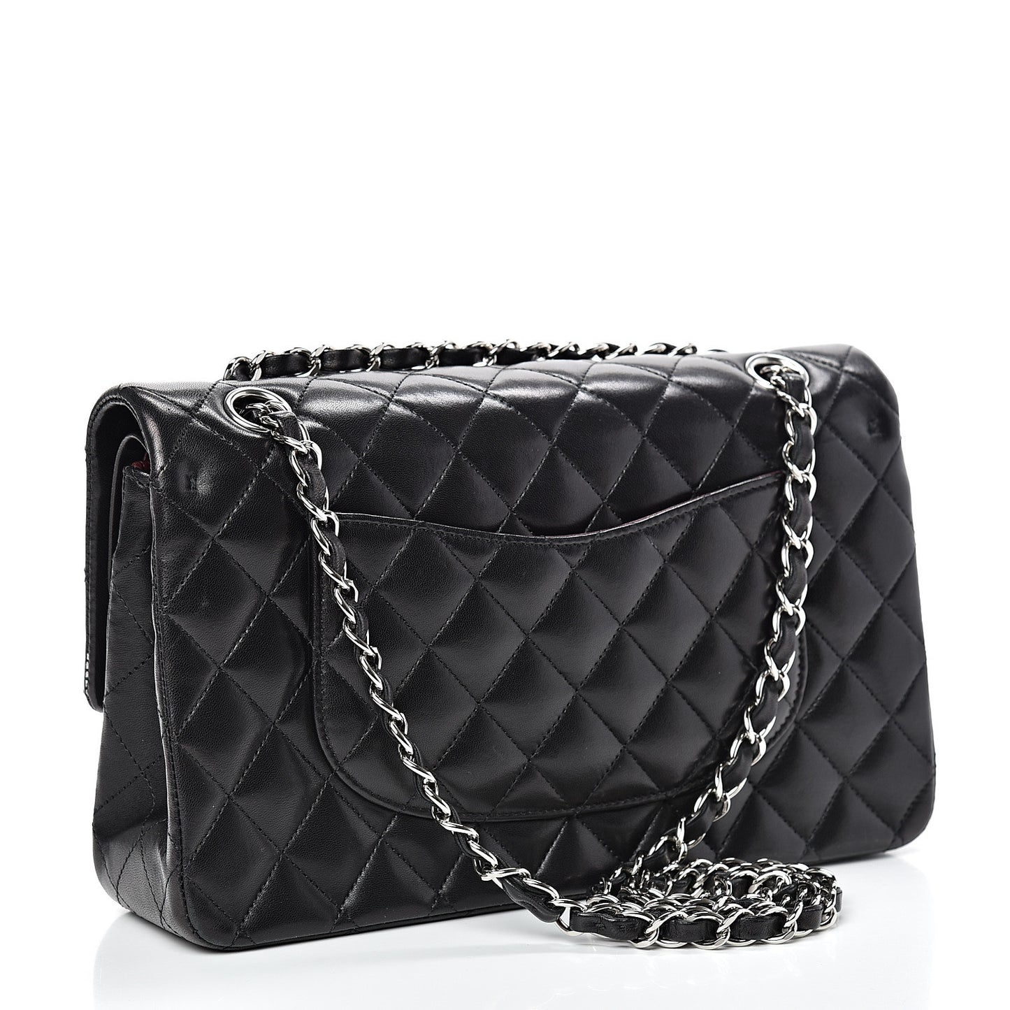 Lambskin Quilted Medium Double Flap Black