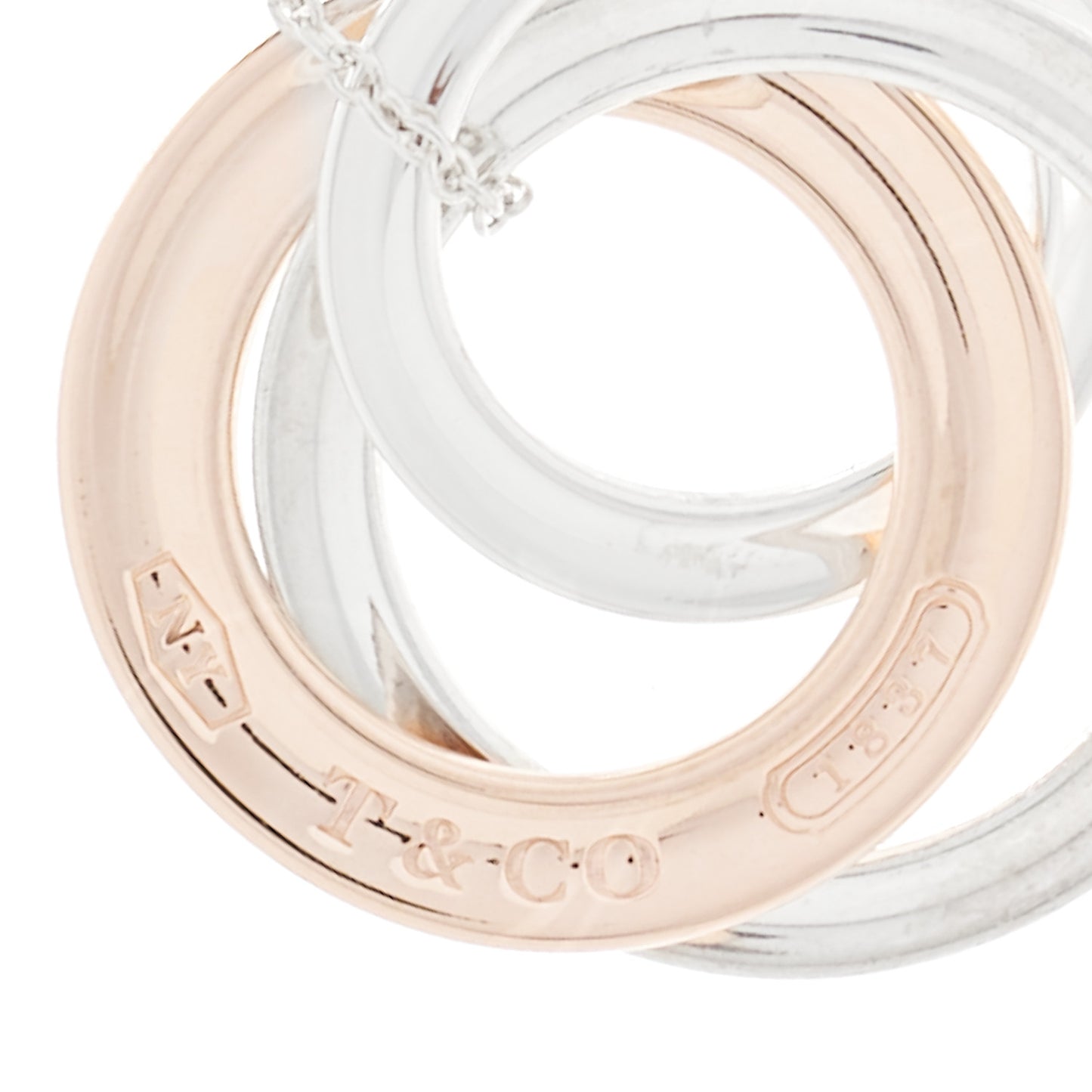 Sterling Silver Rubedo Small Interlocking Circles Pendant Necklace