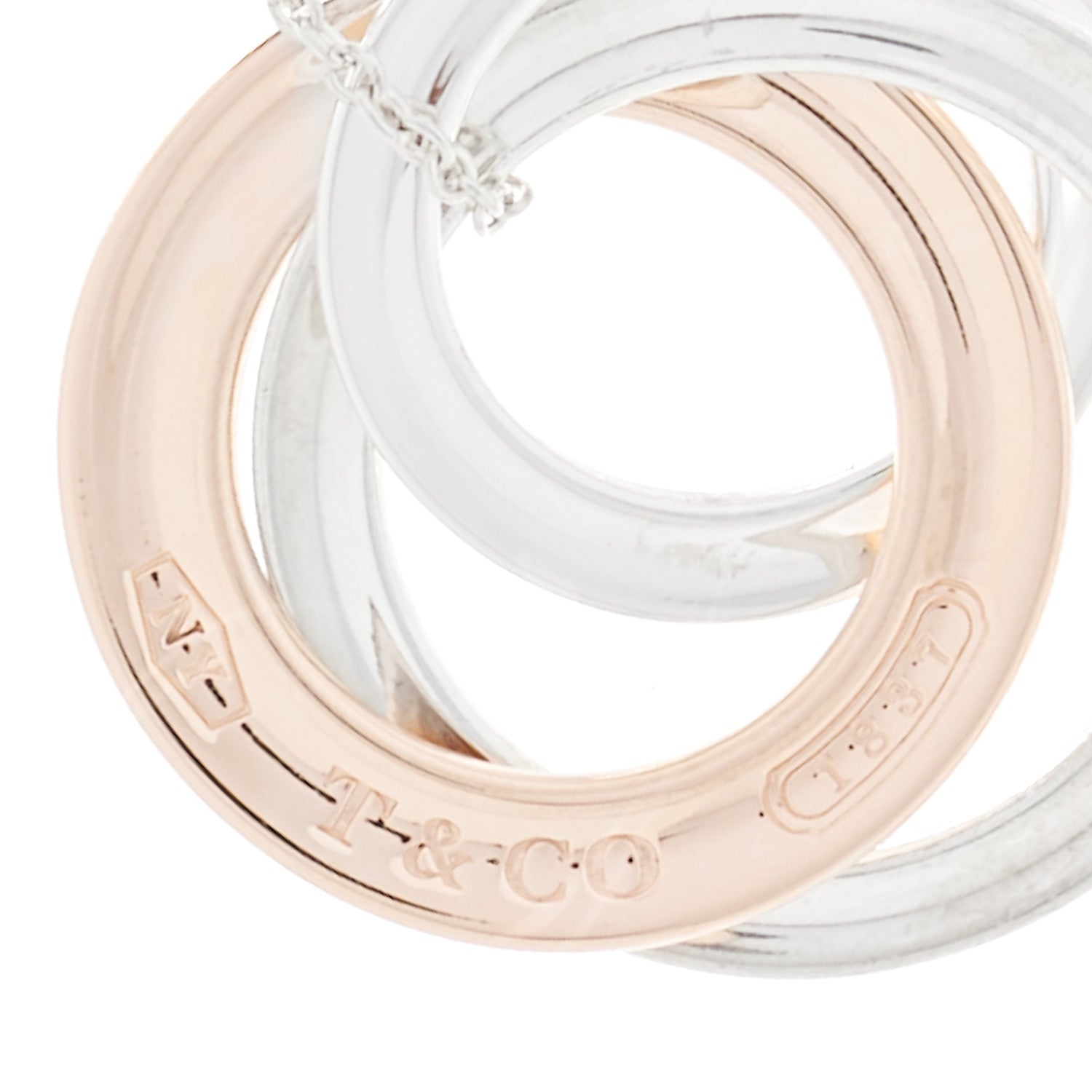 Tiffany Sterling Silver Rubedo Small Interlocking Circles Pendant Necklace 5 of 5