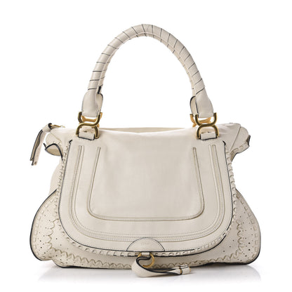 Chloe Calfskin Large Perforated Marcie Satchel Porcelain 1 of 13