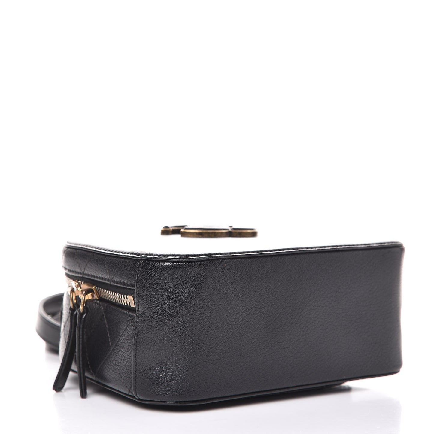 Shiny Calfskin Goatskin Small Coco Curve Vanity Bag Black