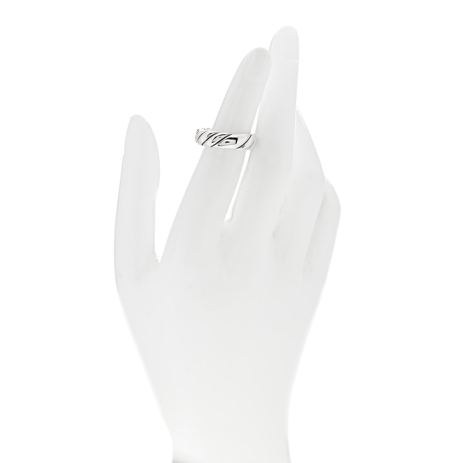 David Yurman Sterling Silver 6mm Sculpted Cable Band Ring 53 6.5 2 of 4