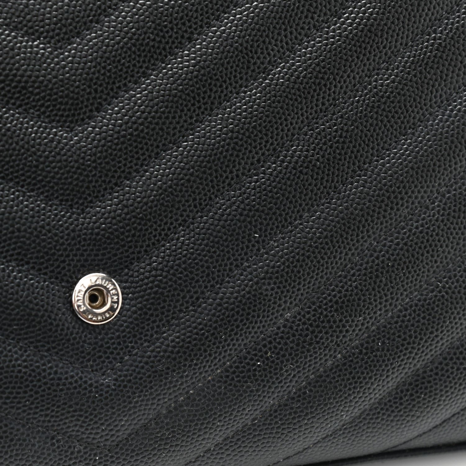 Saint Laurent Grain De Poudre Matelasse Chevron Monogram Chain Wallet Black 12 of 13