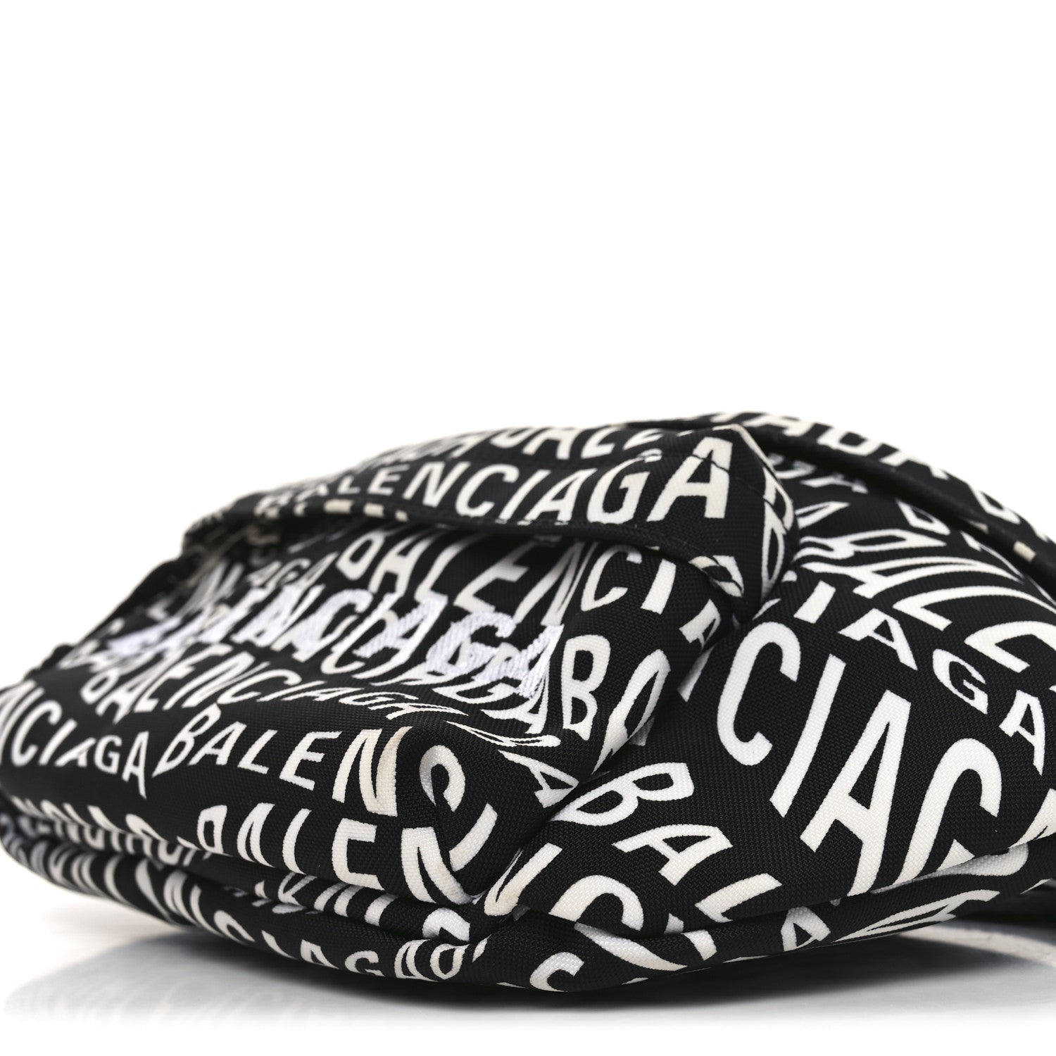 Balenciaga Nylon Wave Logo Print Wheel Beltpack Black White