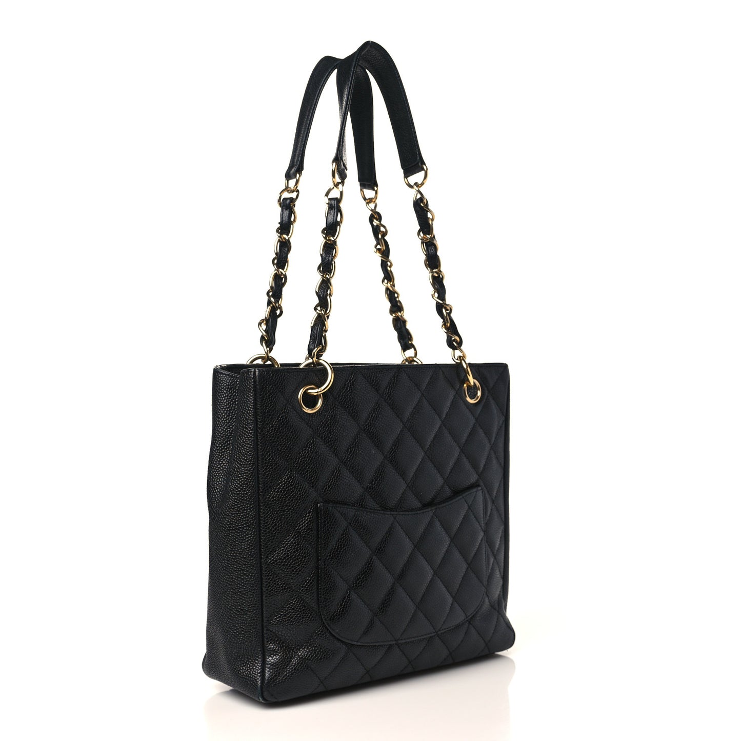 Caviar Quilted Petit Shopping Tote PST Black