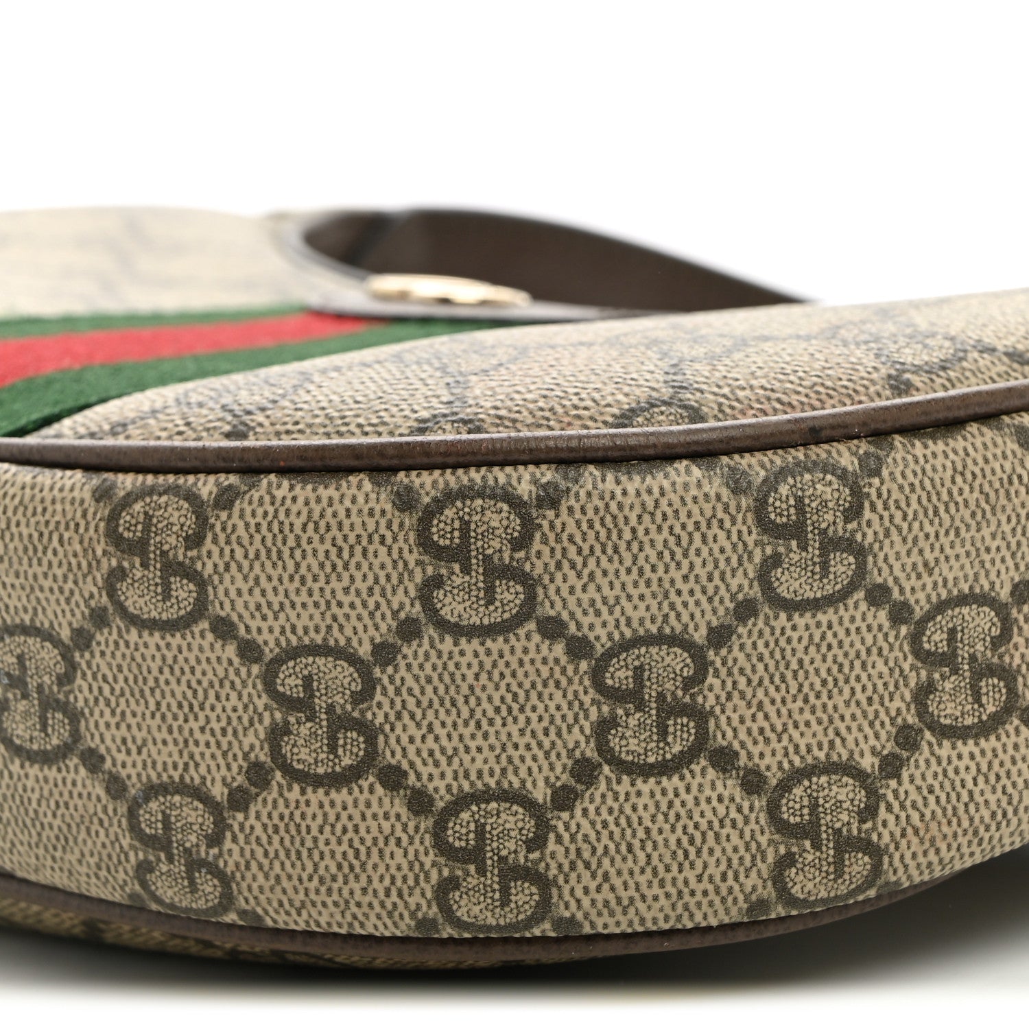 Gucci GG Supreme Monogram Textured Dollar Calfskin Web Small Ophidia Shoulder Bag Beige Ebony New Acero 10 of 14
