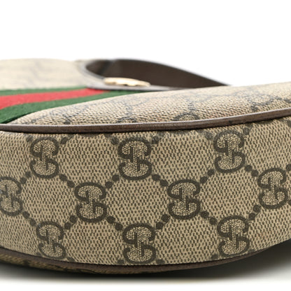 Gucci GG Supreme Monogram Textured Dollar Calfskin Web Small Ophidia Shoulder Bag Beige Ebony New Acero 10 of 14