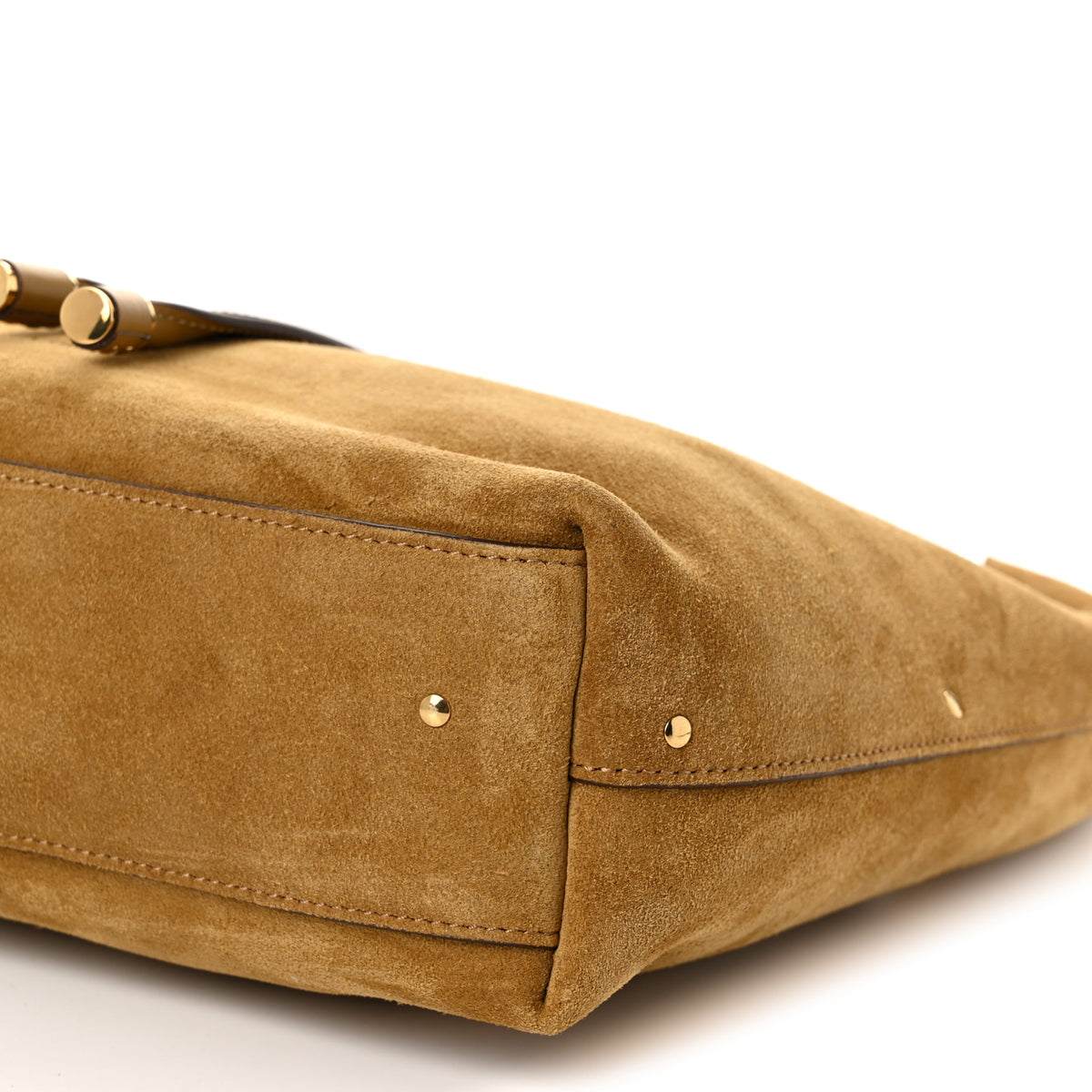 Suede Calfskin Small Marcie Hobo Bag Gold Khaki