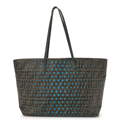 Fendi Zucca Spalmati Perforated Medium Roll Tote Tobacco Pavone 1 of 9