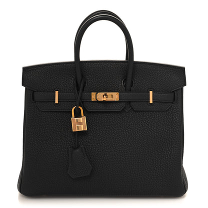 Hermes Togo Horseshoe Birkin 25 Black Bordeaux 1 of 12