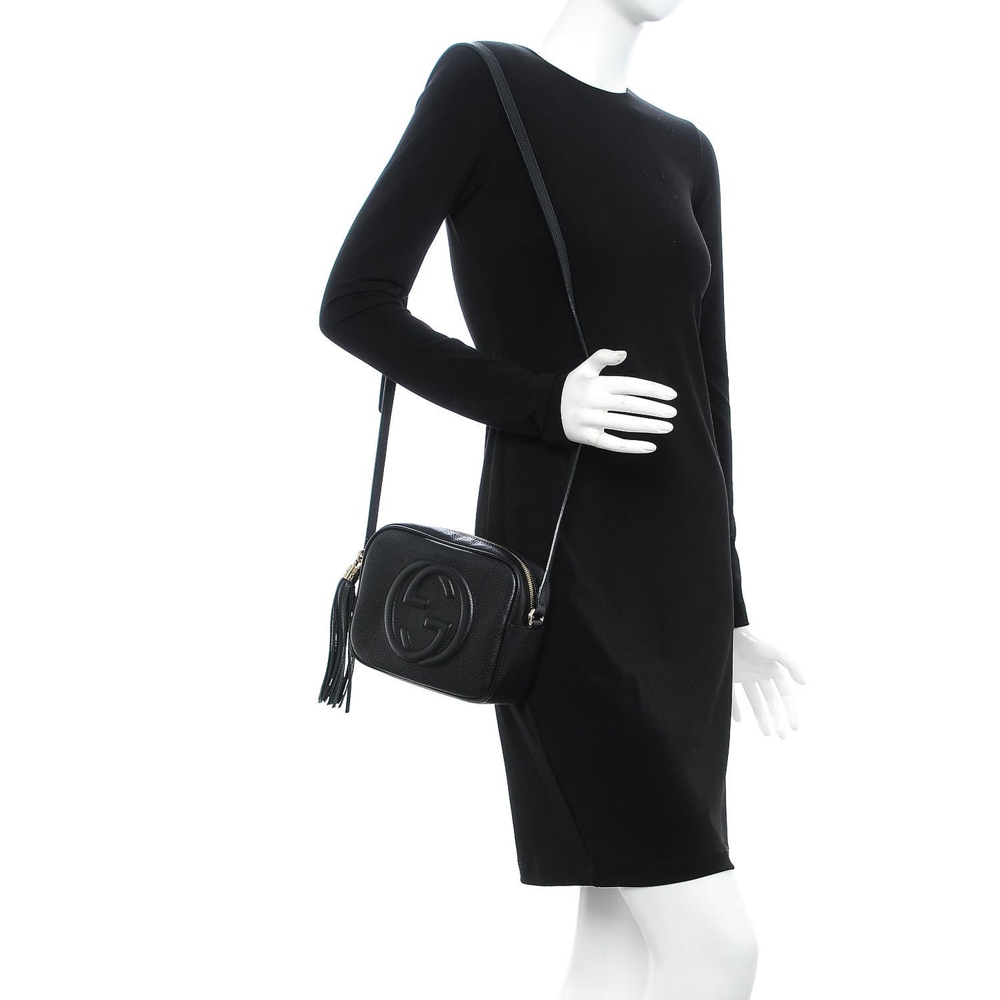 Pebbled Calfskin Small Soho Disco Bag Black