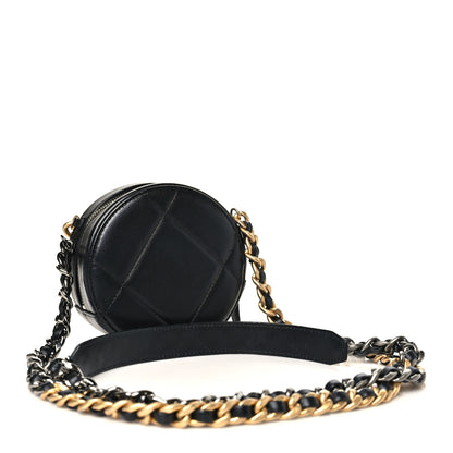 Chanel Lambskin Quilted Chanel 19 Round Clutch With Chain Black 2 of 9